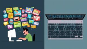 Grafika ilustrująca adware i keyloggery jako zagrożenia cyberbezpieczeństwa
