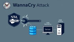 Anatomia ataku ransomware WannaCry - jak exploit EternalBlue wykradziony z NSA sparaliżował świat.